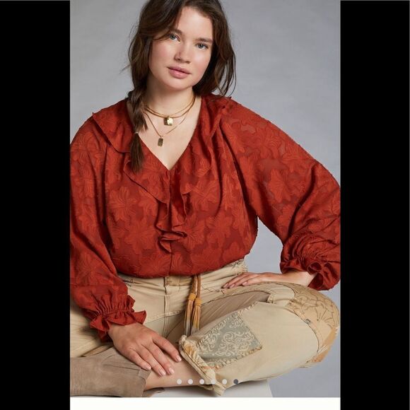 Anthropologie Textured Floral Blouse - Picture 4 of 5